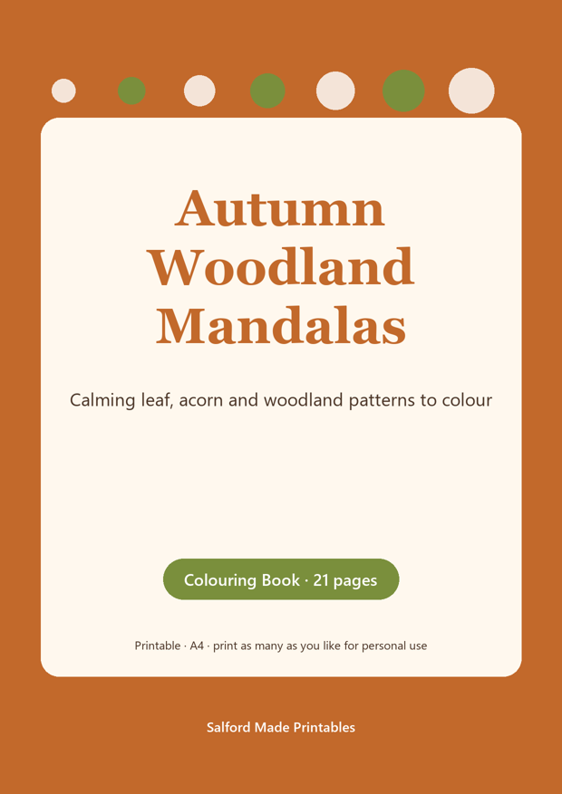 Autumn Woodland Mandala Colouring Book PDF