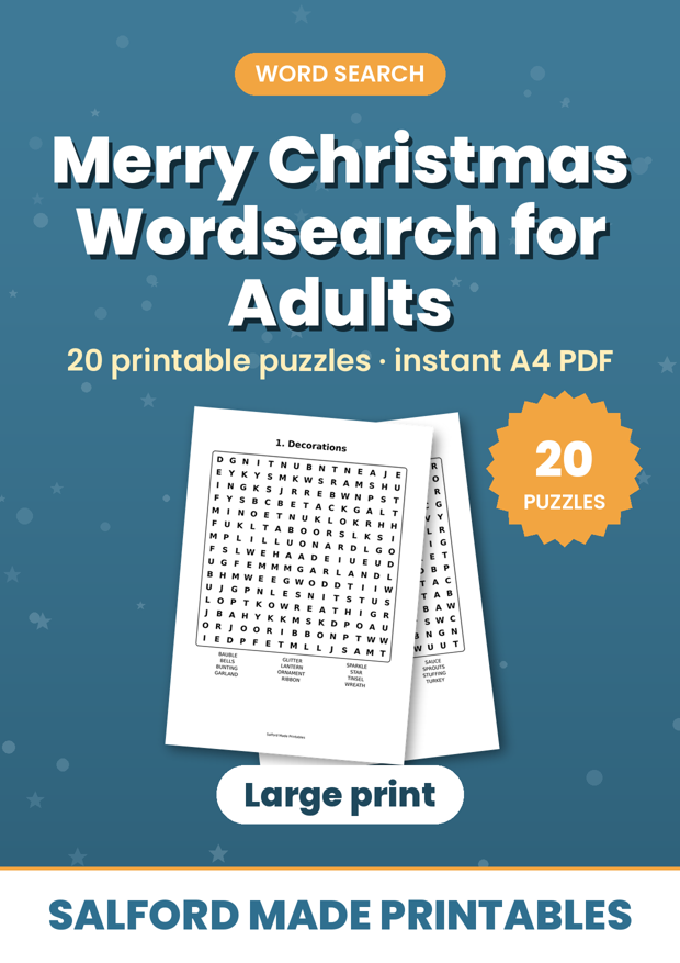 Merry Christmas Wordsearch for Adults PDF