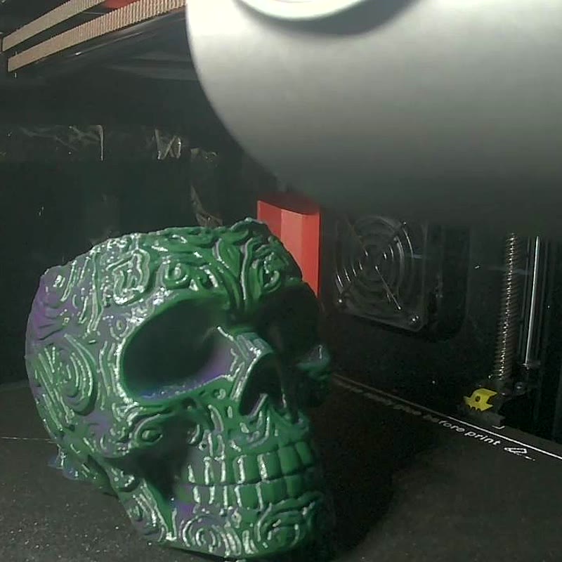 Ornate Sugar Skull - Green Silk